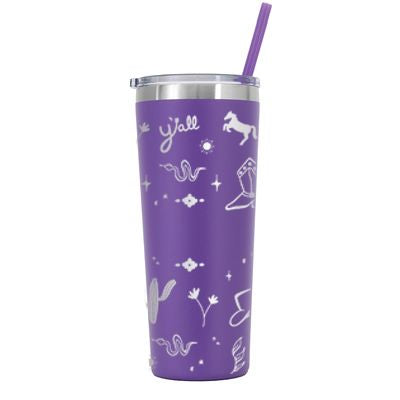 22 oz Personalized Western Tumbler - Laser Engraved