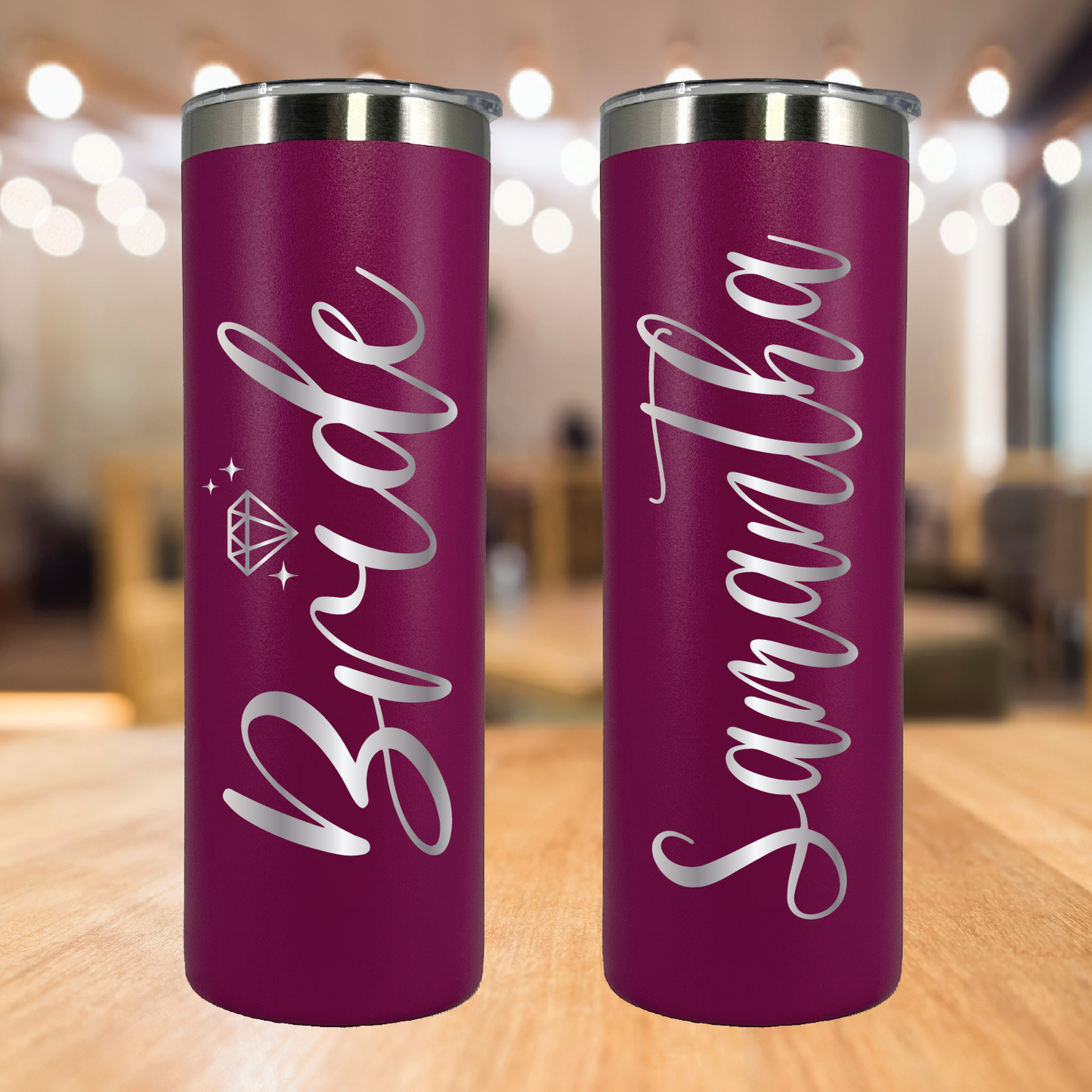 20 oz - Diamond Bride Tumbler - Laser Engraved