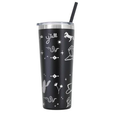 22 oz Personalized Western Tumbler - Laser Engraved