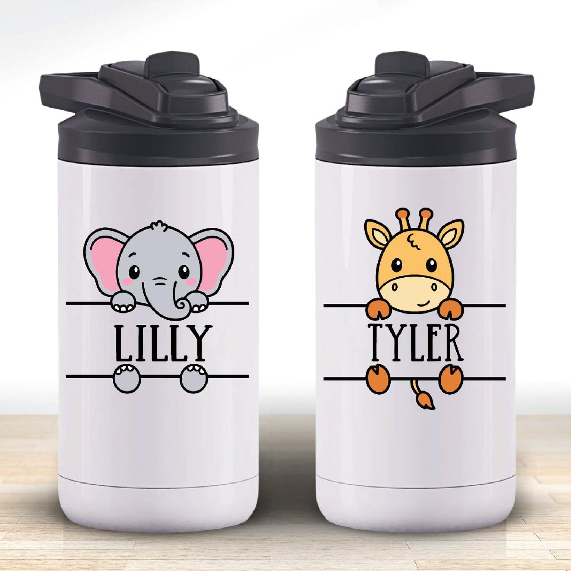 Woodland Baby Animals (Personalized) 12 oz Stainless Steel Water Bottle Tumbler SSKIDPB0017